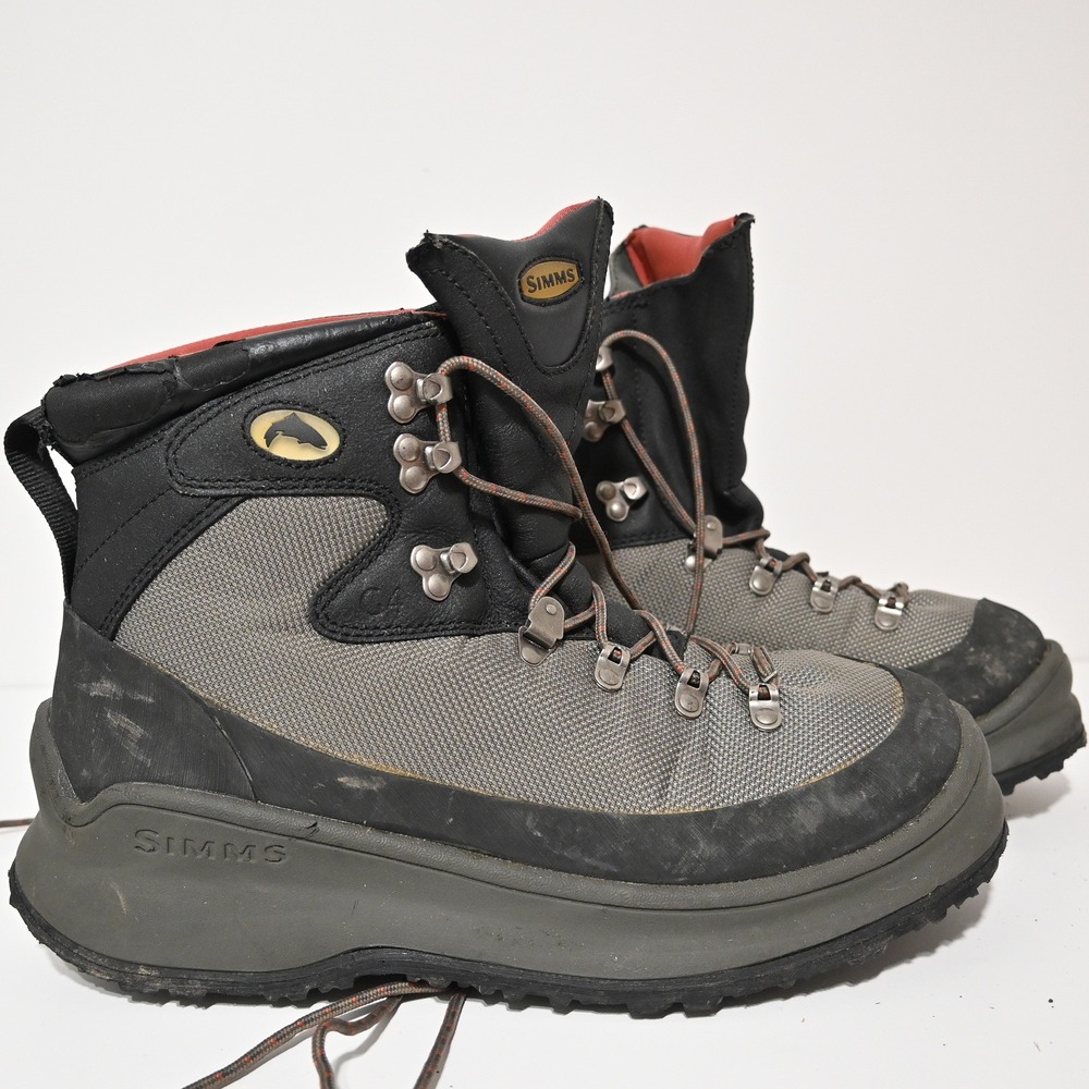 Simms G4 Wading Boots Mens Vibram Studded Sole 11 Gray Black 26038-00